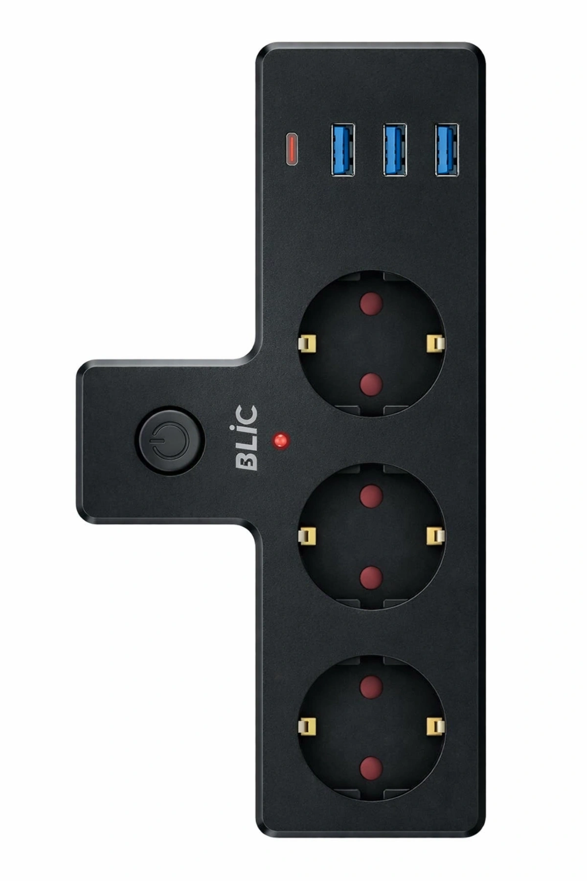 Blic FTR-12 Termal Akım Korumalı 3lü Priz - PD 20W USB-C + 3 USB-A Girişli - 2500W 10A