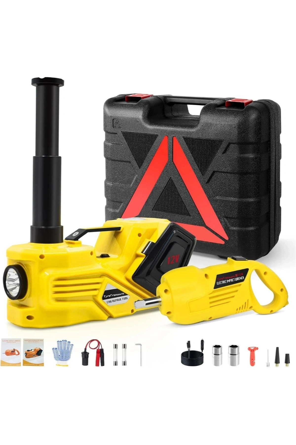 Auhma AHJ-01 5 Ton Elektrikli Hidrolik Kriko Seti - Hava Pompası 4ü 1 Arada Araba Tamir Kiti