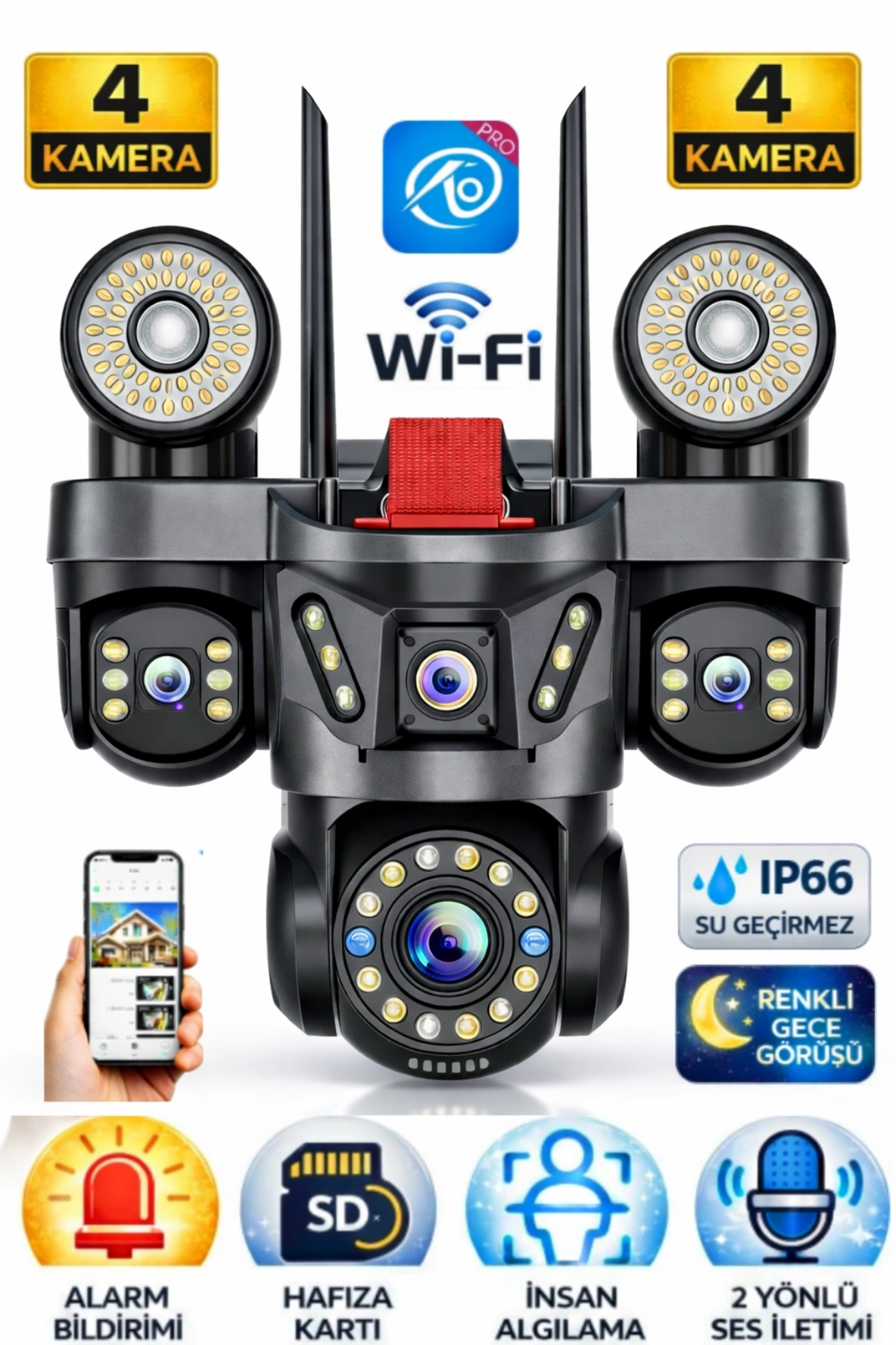 O-kam Pro OK-231Plus Premium 4 Lensli 12 Mp Wifi PTZ Güvenlik Kamerası