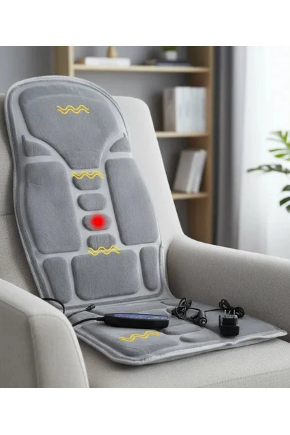 Glr  JB-618C Isıtmalı Titreşimli Masajlı Koltuk Minderi - 5 Motorlu Full Body Araç ve Ev Tipi Masaj