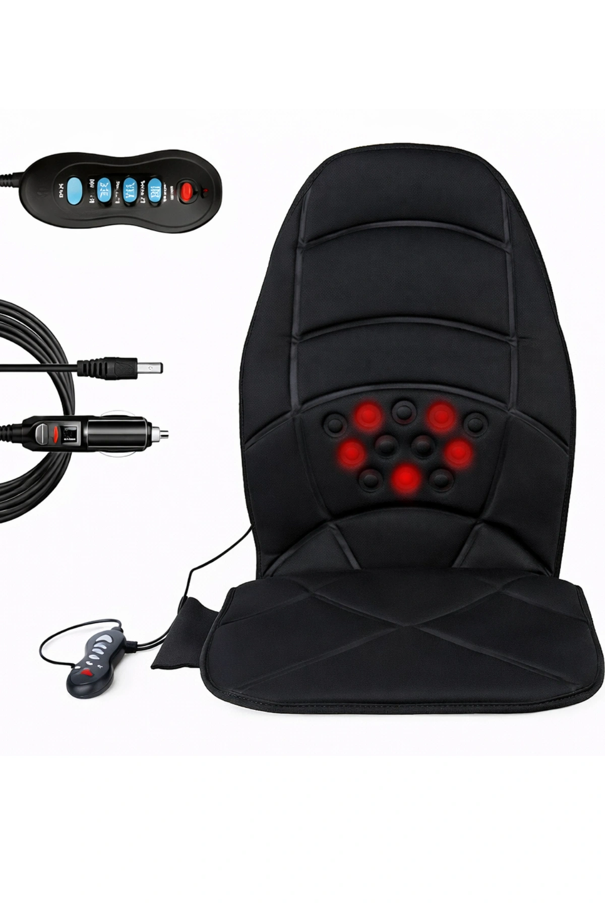 Glr JB-100C Isıtmalı Masajlı Koltuk Şiltesi - 5 Motorlu, 3 Bölgeli Titreşimli Bel ve Sırt Masaj Aleti