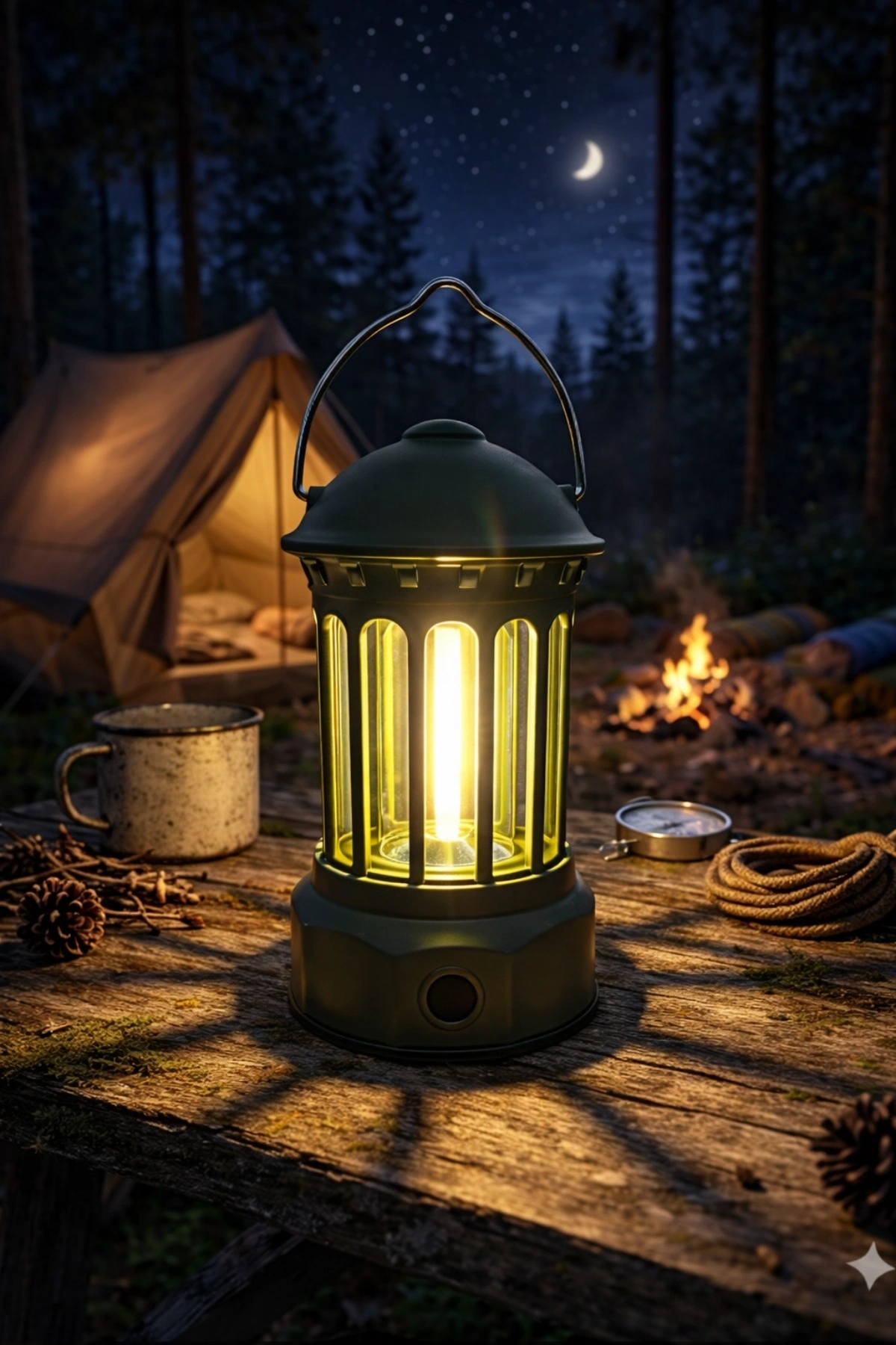 Glr L800SR Retro Tasarım Şarjlı Kamp Lambası - 200 Lümen Vintage Fener, 3 Modlu Led Işık