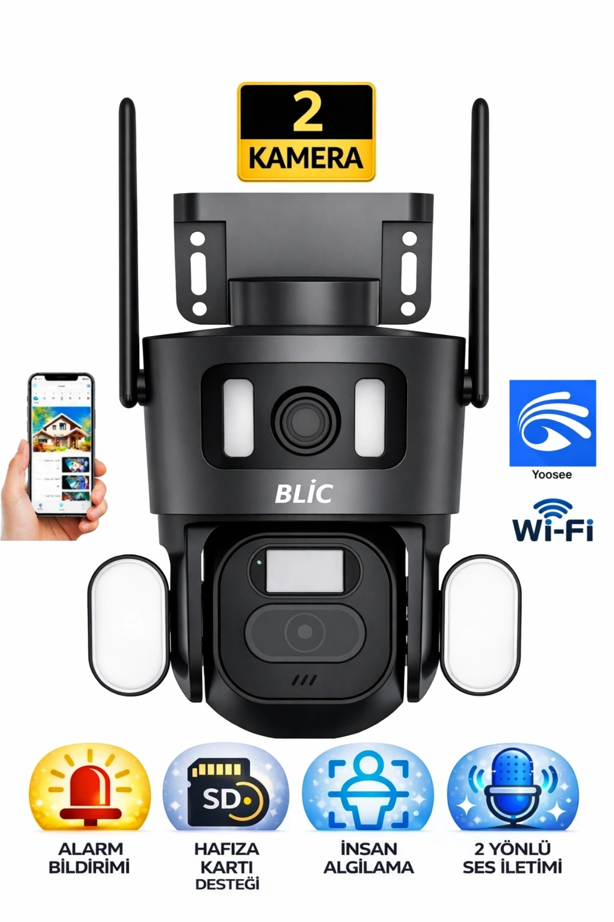 Blic Blm-81 Çift Lensli 6MP Wi-Fi PTZ Akıllı IP Kamera - Hareket Takibi ve Gece Görüşlü