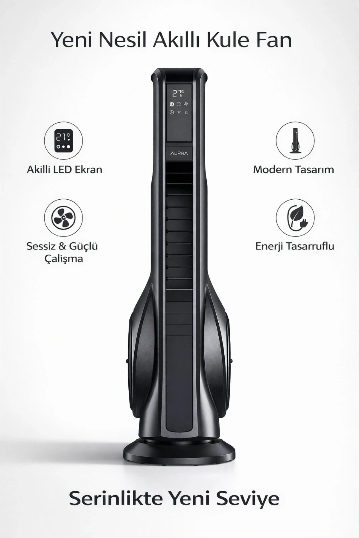 Auhma ACFN09 Turbo Akıllı Fan - Hava Temizleme & Aromaterapi Özellikli - 70W Kule Tipi Fan