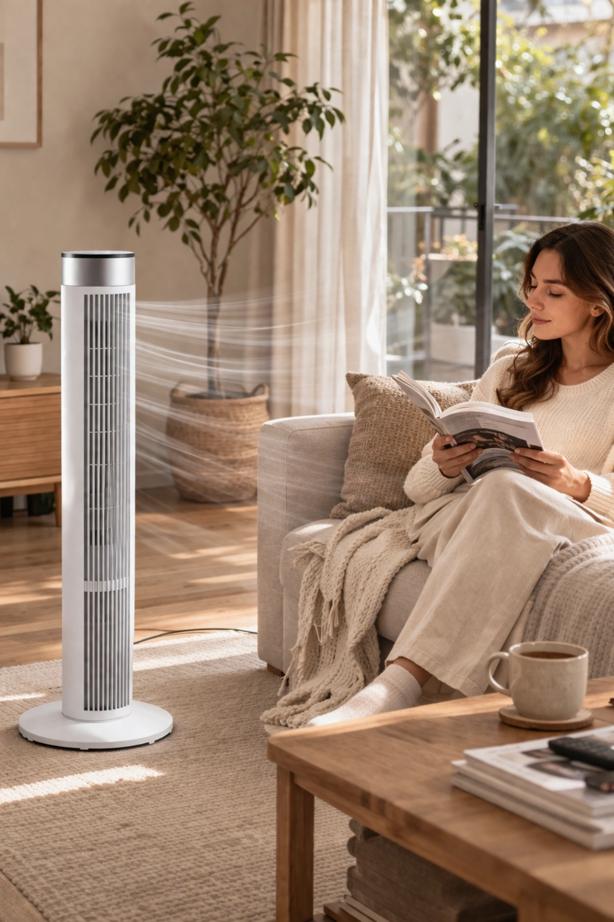 Auhma ACFN08 45W Kule Tipi Vantilatör - Dijital Ekranlı,Uzaktan Kumandalı, 3 Hız Kademeli