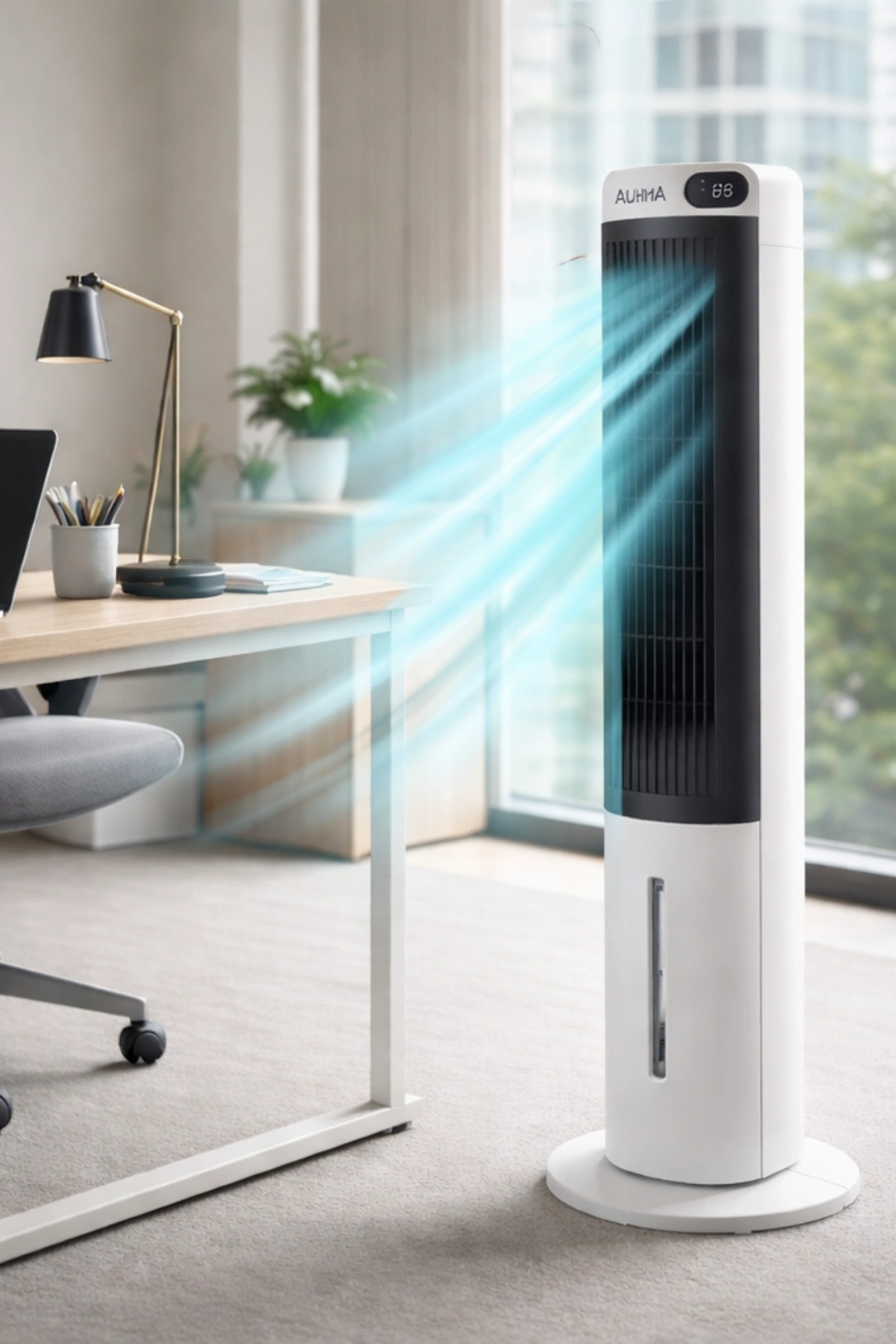 Auhma ACFN07 70W Sulu Soğutucu Kule Tipi Vantilatör - 3L Su Tankı, Uzaktan Kumandalı, LED Ekranlı