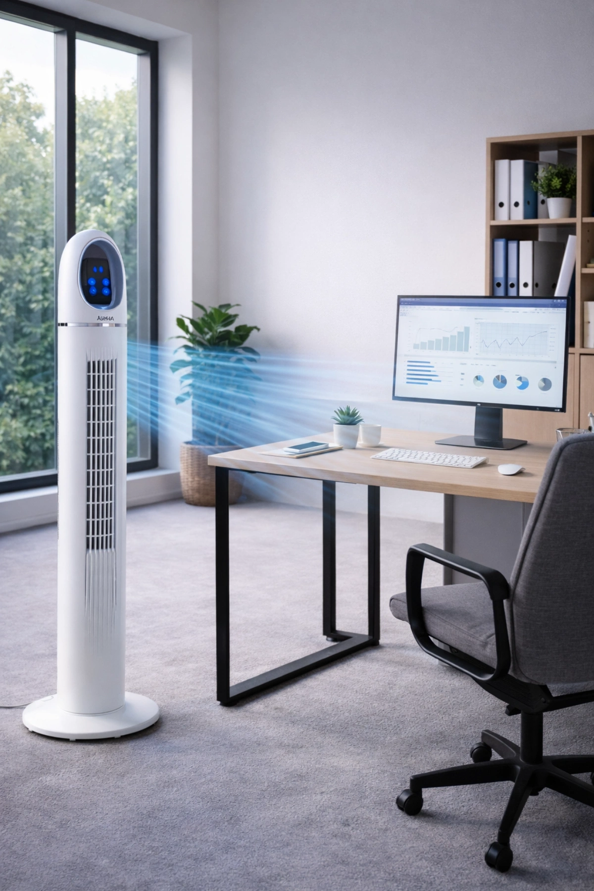 Auhma ACFN06 45W Kule Tipi Vantilatör - Uzaktan Kumandalı, Dokunmatik LED Ekranlı, 3 Modlu Sessiz Vantilatör