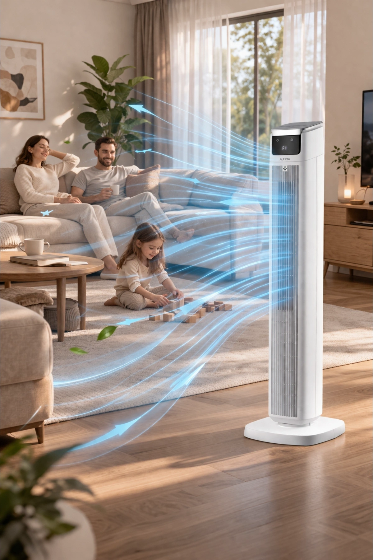 Auhma ACFN05 45W Kule Tipi Vantilatör ? Uzaktan Kumandalı, Dokunmatik Ekranlı & Koku Difüzörlü Sessiz Serinletici