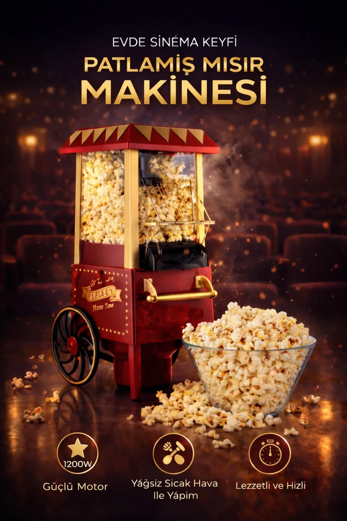 Torima Tpm01 Mısır Patlatma Makinesi Yağsız Ev Tipi Popcorn Makinesi
