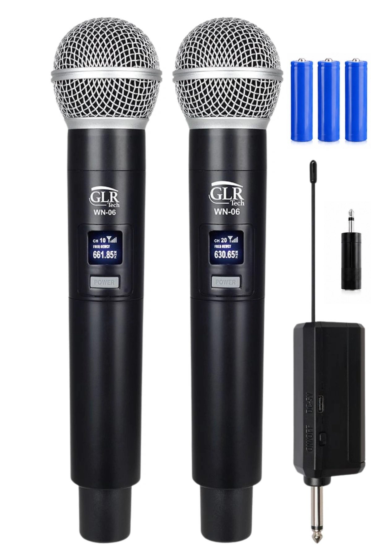 Glr WN-06 İkili Kablosuz Mikrofon Seti - Profesyonel UHF El Mikrofonu - Şarj Edilebilir Alıcılı