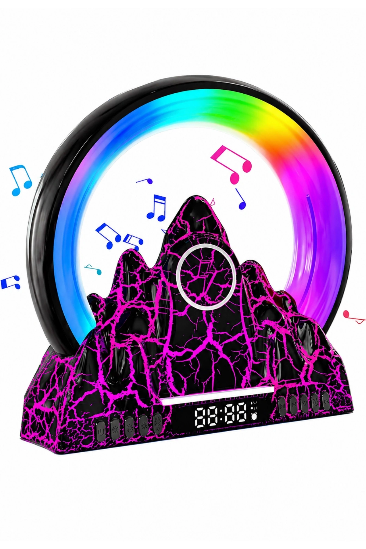 JRL NL20 Akıllı Volkanik Lambası - Bluetooth Hoparlör, Uygulama Kontrollü RGB Gece Lambası ve Çalar Saat