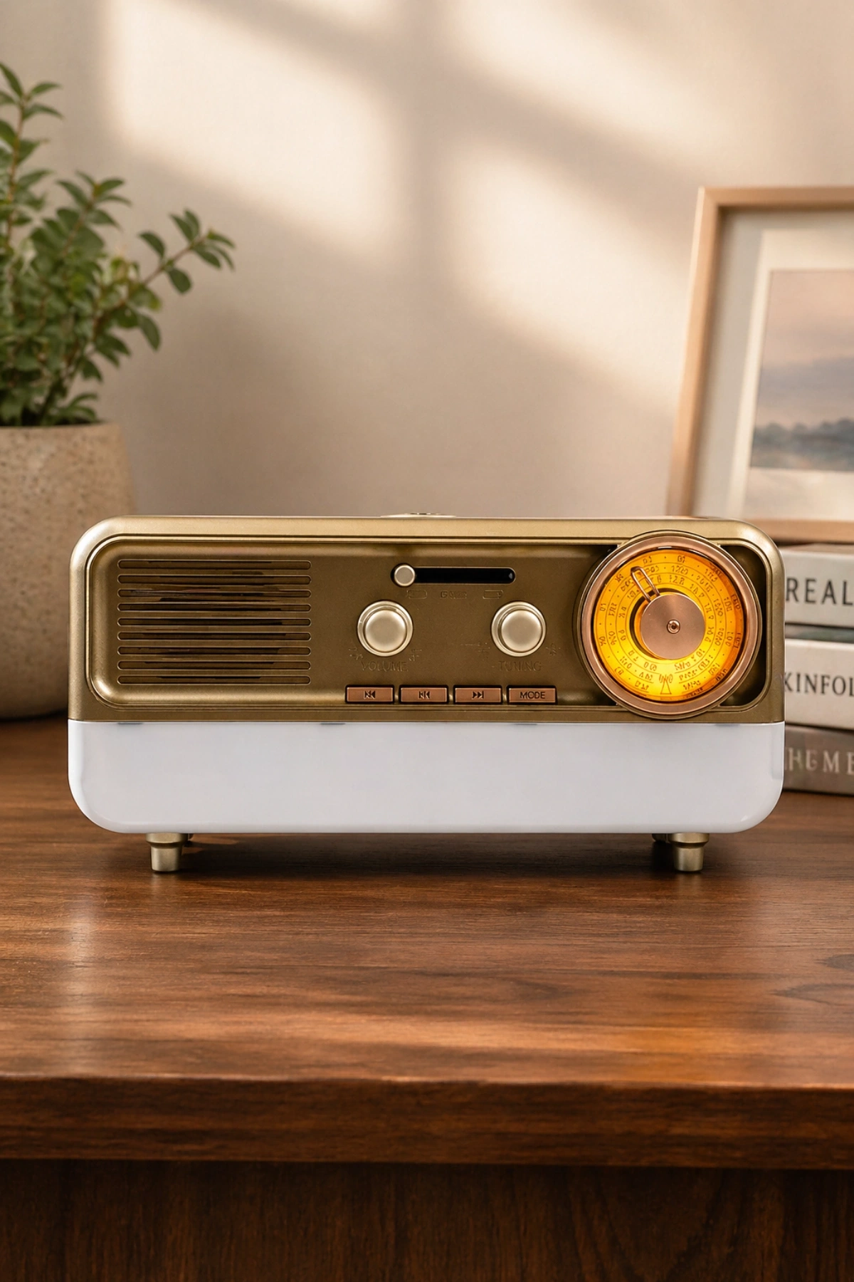 Meier MD-1314BT Gold Nostaljik Radyo - Bluetooth 5.4, Girişli, Şarjlı Retro Görünümlü Hi-Fi Hoparlör