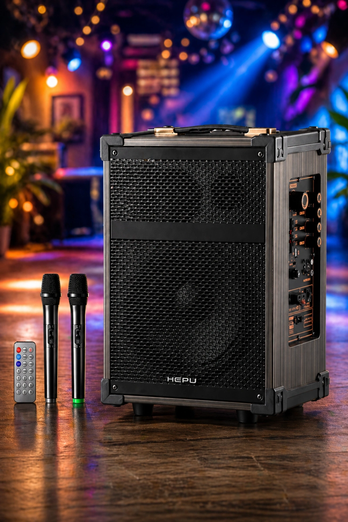 Hepu Hp-976 Partybox Bluetooth Hoparlör 8 Woofer 40W Güç 2 Kablosuz Mikrofon Kumanda