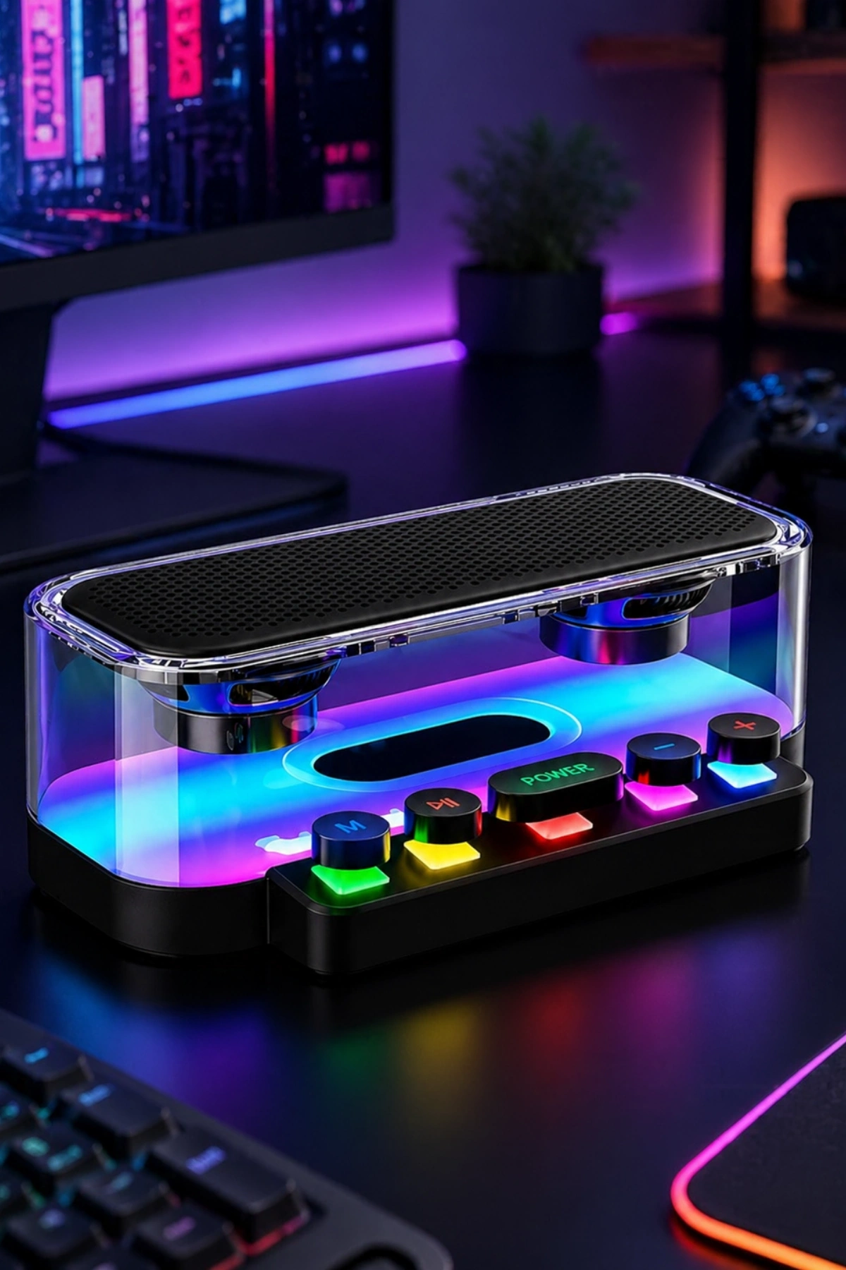 Jrl Z6 RGB Işıklı Kablosuz Bluetooth Hoparlör - Mekanik Klavye Tuşlu, Speaker