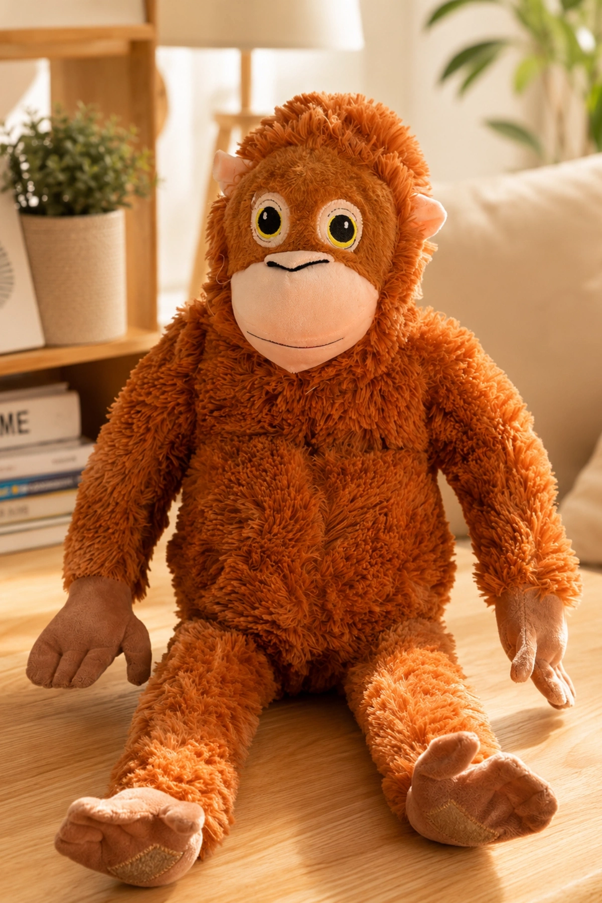 Tigoes T-Plush Pelüş Maymun  Kahverengi Sevimli Orangutan Oyuncak - 66 Cm Yumuşak Pelüş Şempanze
