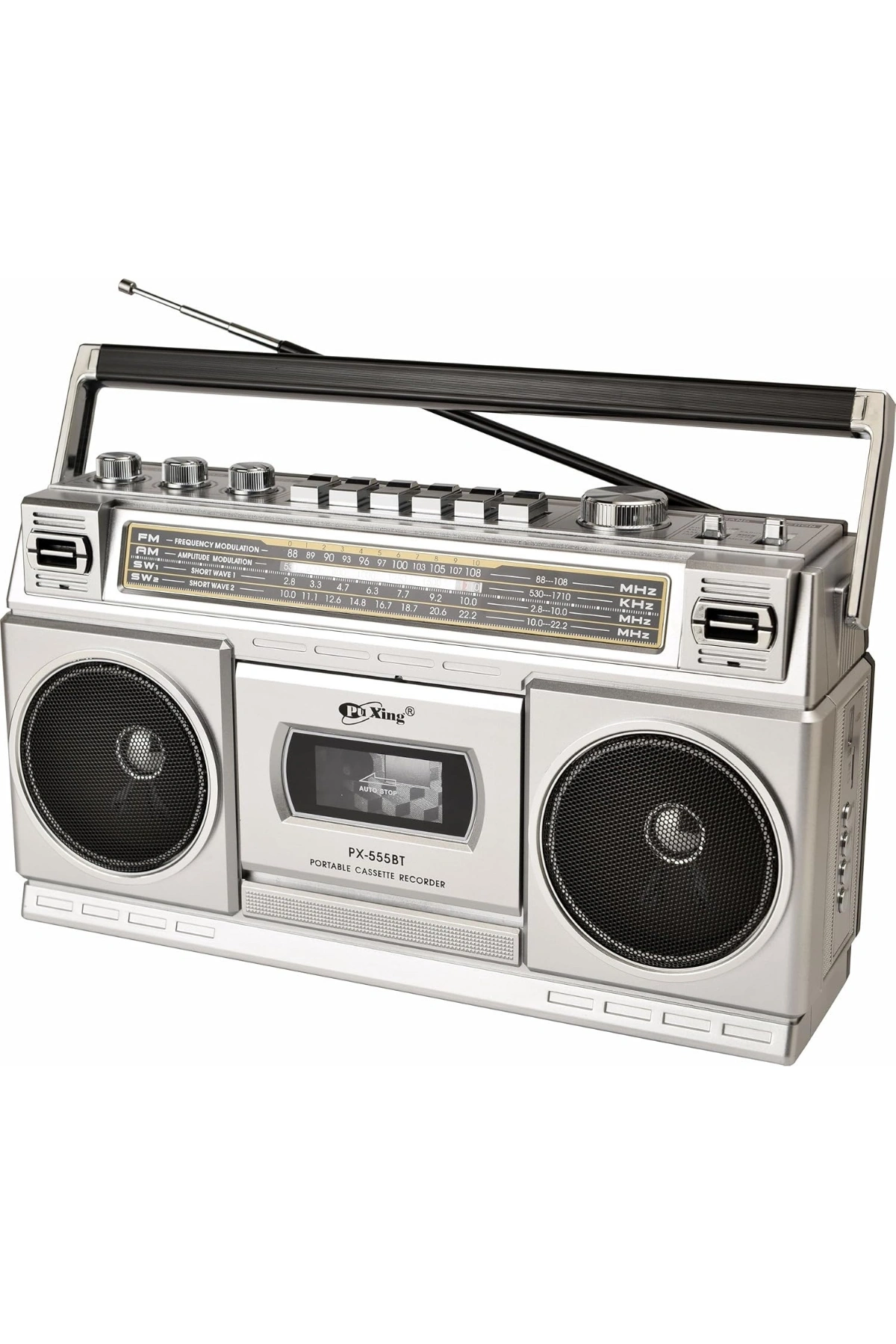 Puxing PX-555BT Nostaljik Radyo - Bluetooth, USB, TF Kart, 4 Bantlı Kaset Çalar ve Kayıt Cihazı
