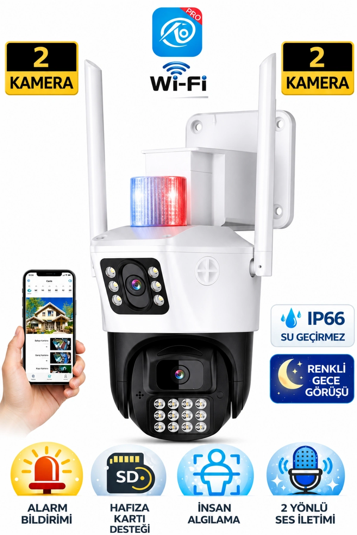 Okam Pro Okam-6015 Beyaz 6 Mp 3.5 İnç Dual Lens Wifi Ptz Kamera