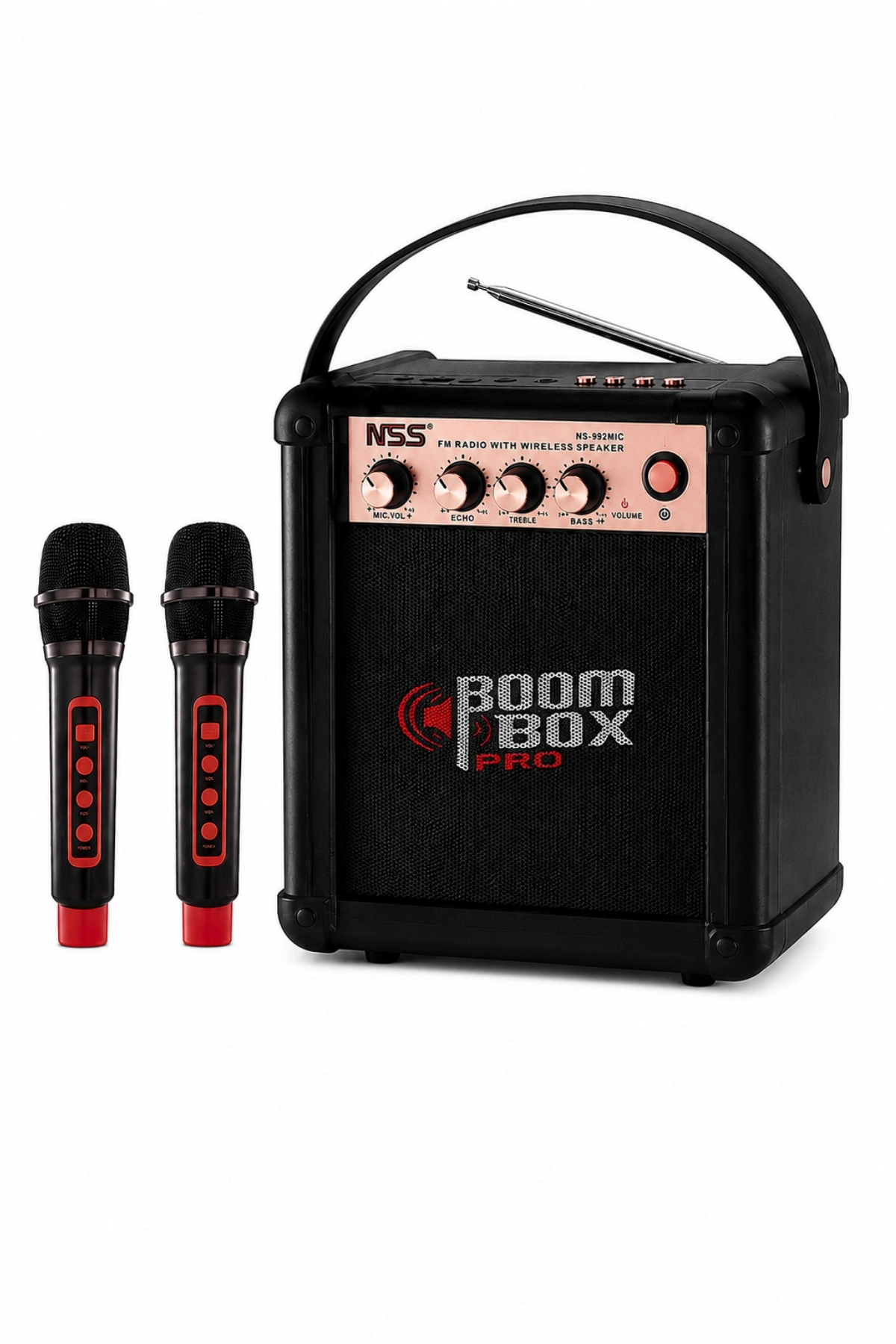 NSS NS-992MIC Boombox Pro Kablosuz Karaoke Hoparlör FM Radyo 2 Adet Mikrofon