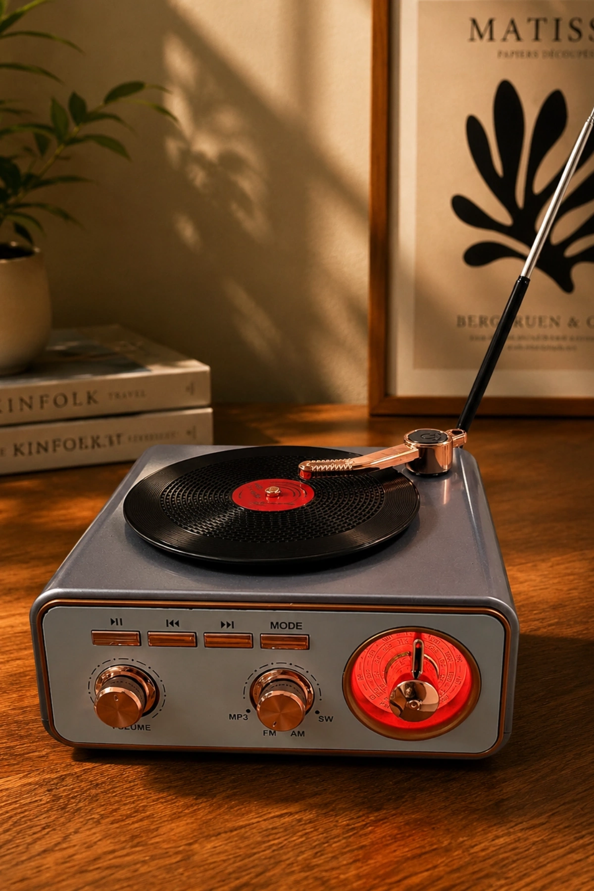 Meier MD-1217BT Gri Nostaljik Görünümlü Bluetooth Hoparlör ve 3 Bantlı Şarjlı Radyo