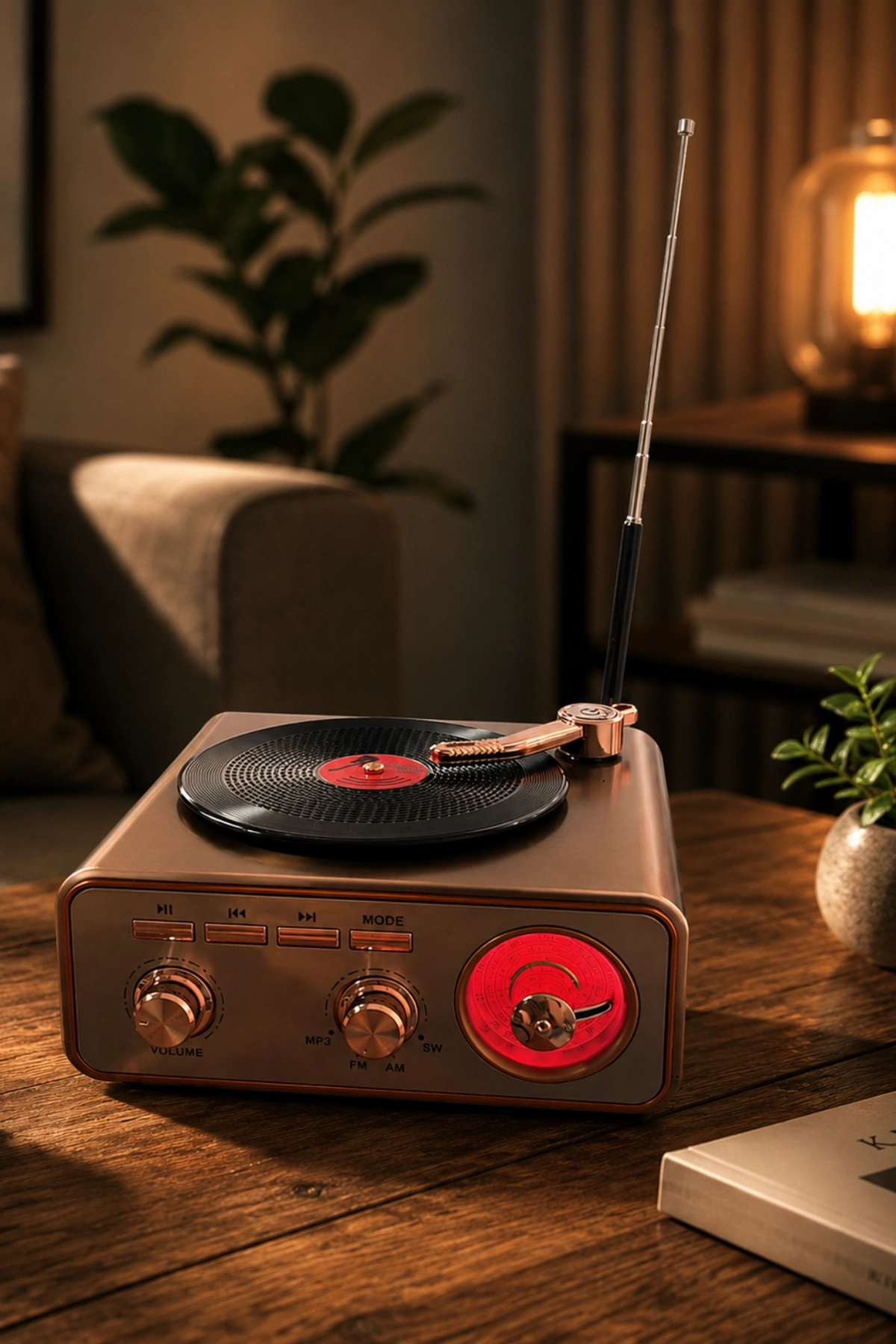 Meier MD-1217BT Kahverengi Nostaljik Görünümlü Bluetooth Hoparlör ve 3 Bantlı Şarjlı Radyo