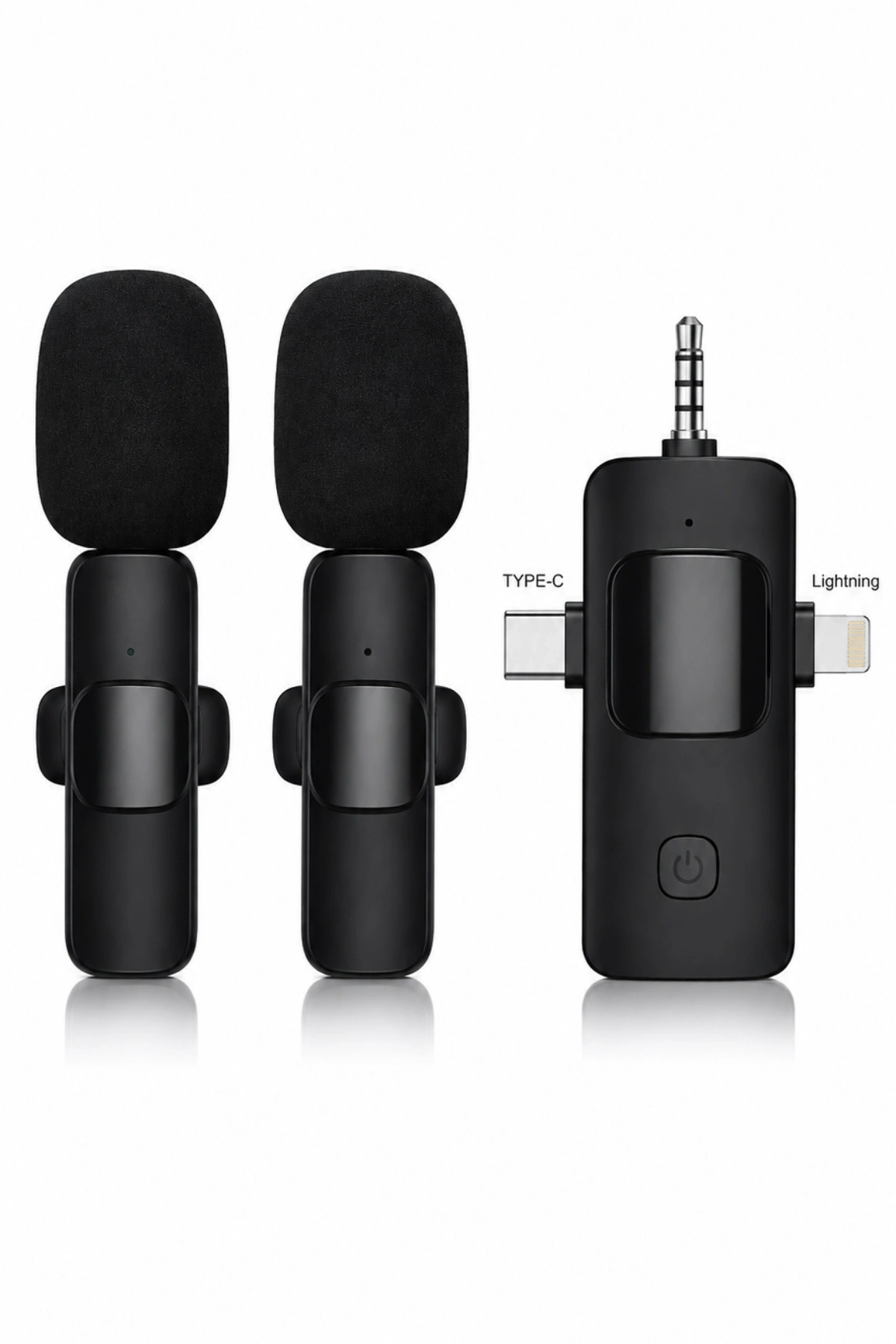 Dunspin SK-692 2.4G Çiftli Kablosuz Yaka Mikrofonu Telefonlar UyumluType-C Lightning  Aux