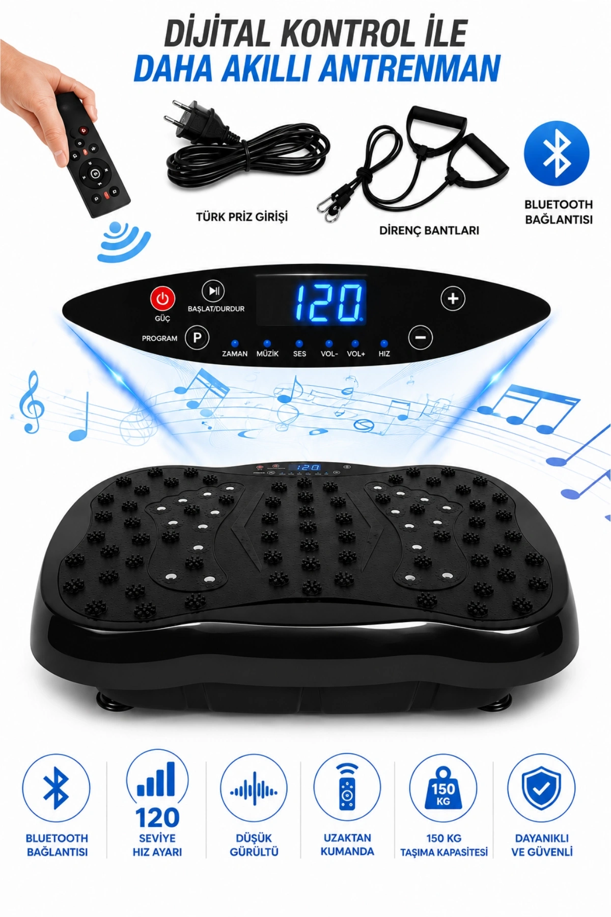 Glr 550 Siyah Güçlü Titreşimli Egzersiz Platformu Body Vibration Plate Makinesi