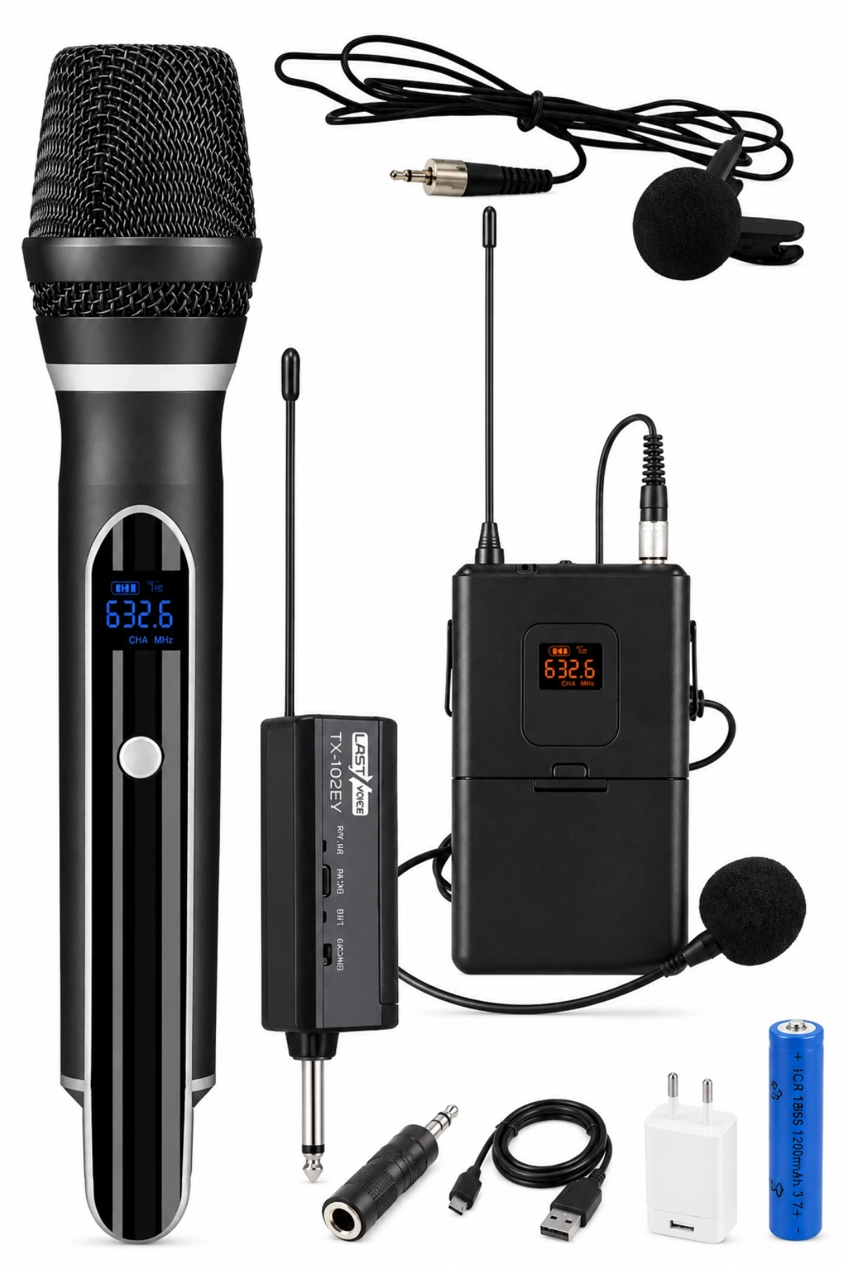 Glr Wn-07 Profesyonel 3 lü Kablosuz Mikrofon Sistemi UHF Yaka ve El Mikrofonlu