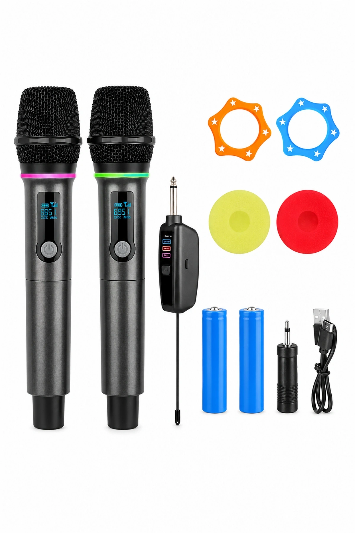 Jrl WN-08 Çift El Tipi Kablosuz UHF Mikrofon Seti - Şarj Edilebilir Karaoke Ve Sahne Mikrofonu