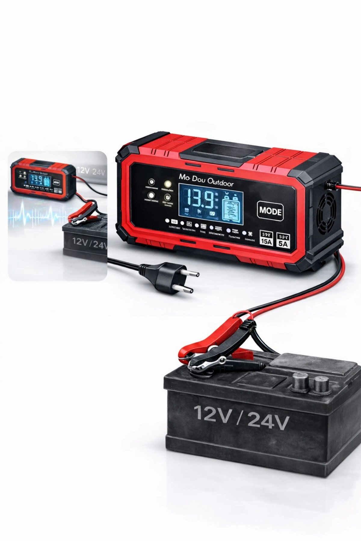 Auhma AOC22 Akü Şarj ve Onarım Cihazı - 12V 15A-24V 8A Otomatik Seçim Dijital Ekran