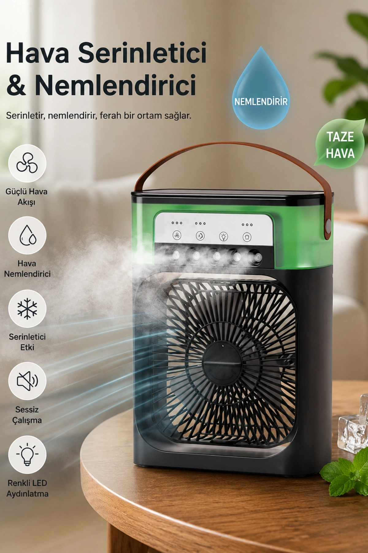 Blic BWFN10 Siyah Sulu Fan Masa Üstü Mini Klima Vantilatör Nemlendiricili Soğutucu Fan 600ML