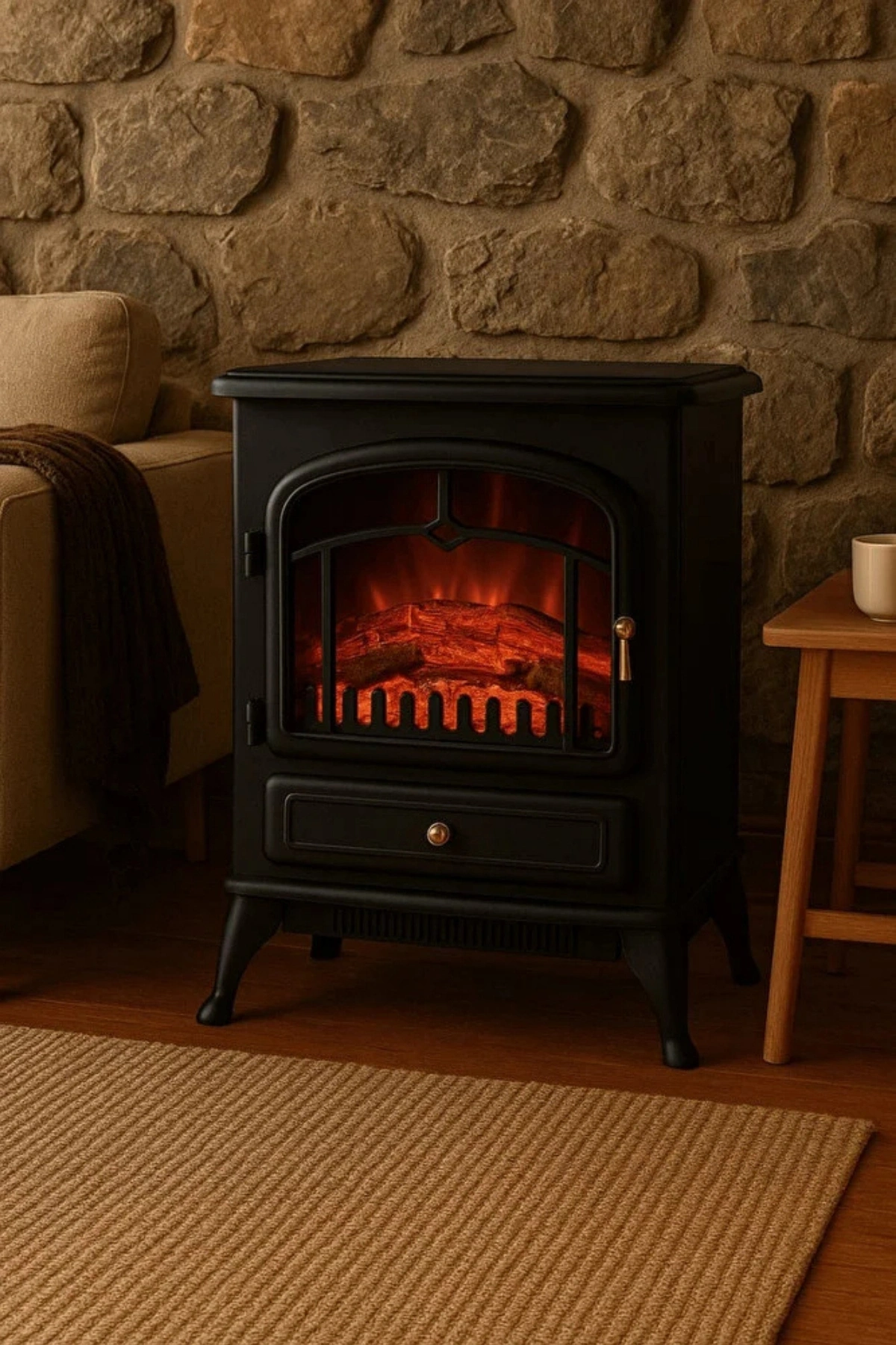 Carboon ND-180 1850W Elektrikli Şömine Soba | Ayaklı Dekoratif Isıtıcı & Alev Efekti