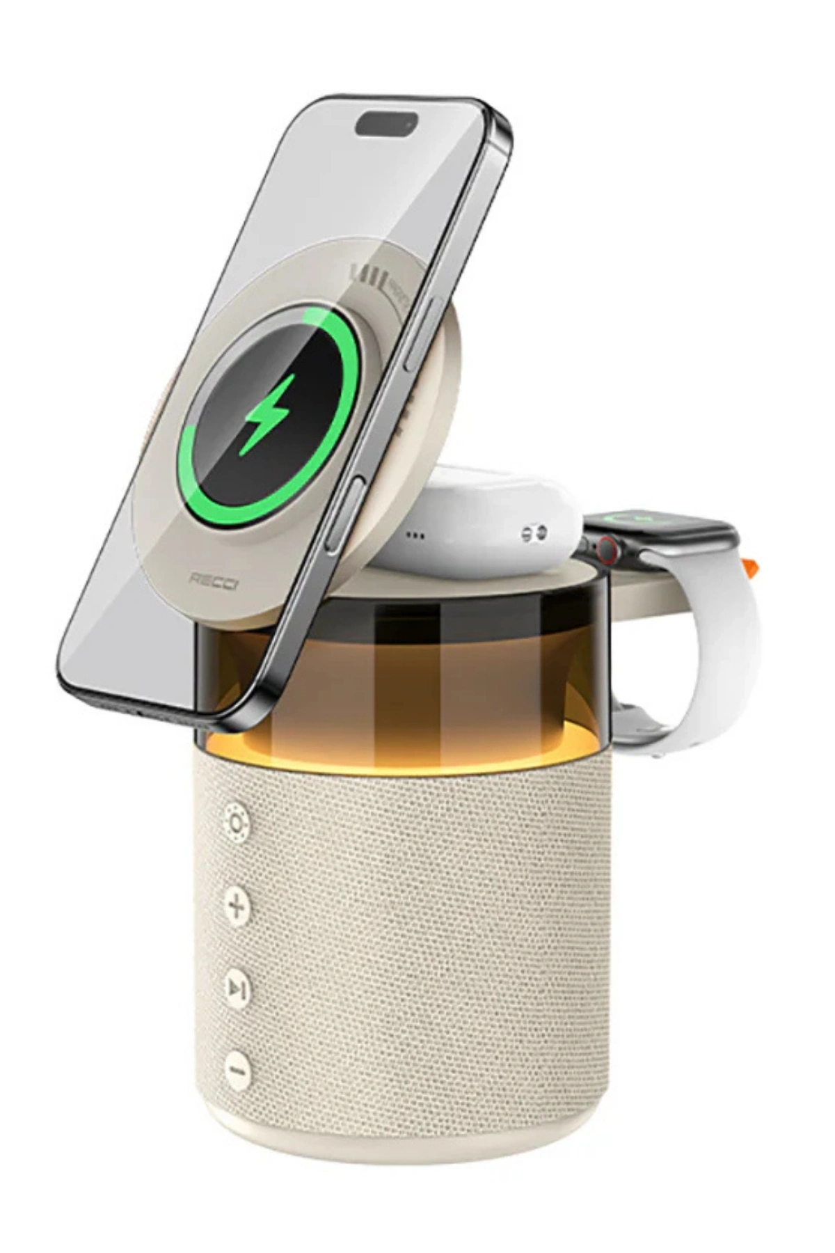 Fulltech FTS-9 5 İn 1 Arada Mıknatıslı Kablosuz Şarj Destekli Bluetooth 5.4 Hoparlör ve Gece Lambası