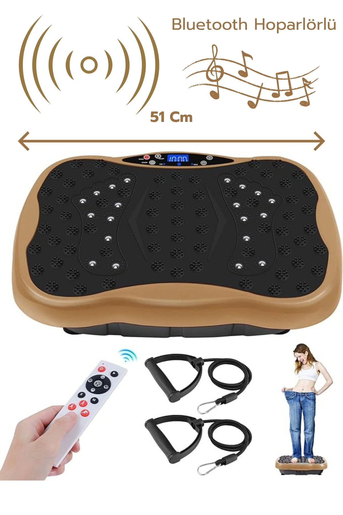 Glr 560 Dijital Ekranlı  Kumandalı Titreşim Masaj Platformu | Bluetooth Müzik Özellikli Egzersiz Aleti