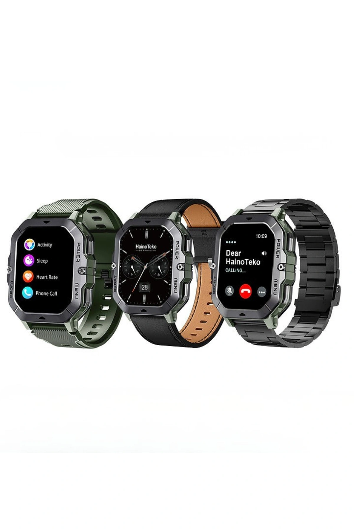 HainoTeko SQ-18 Yeşil Akıllı Saat | Sportif Tasarım, AMOLED Ekran, 1ATM | Bluetooth Arama