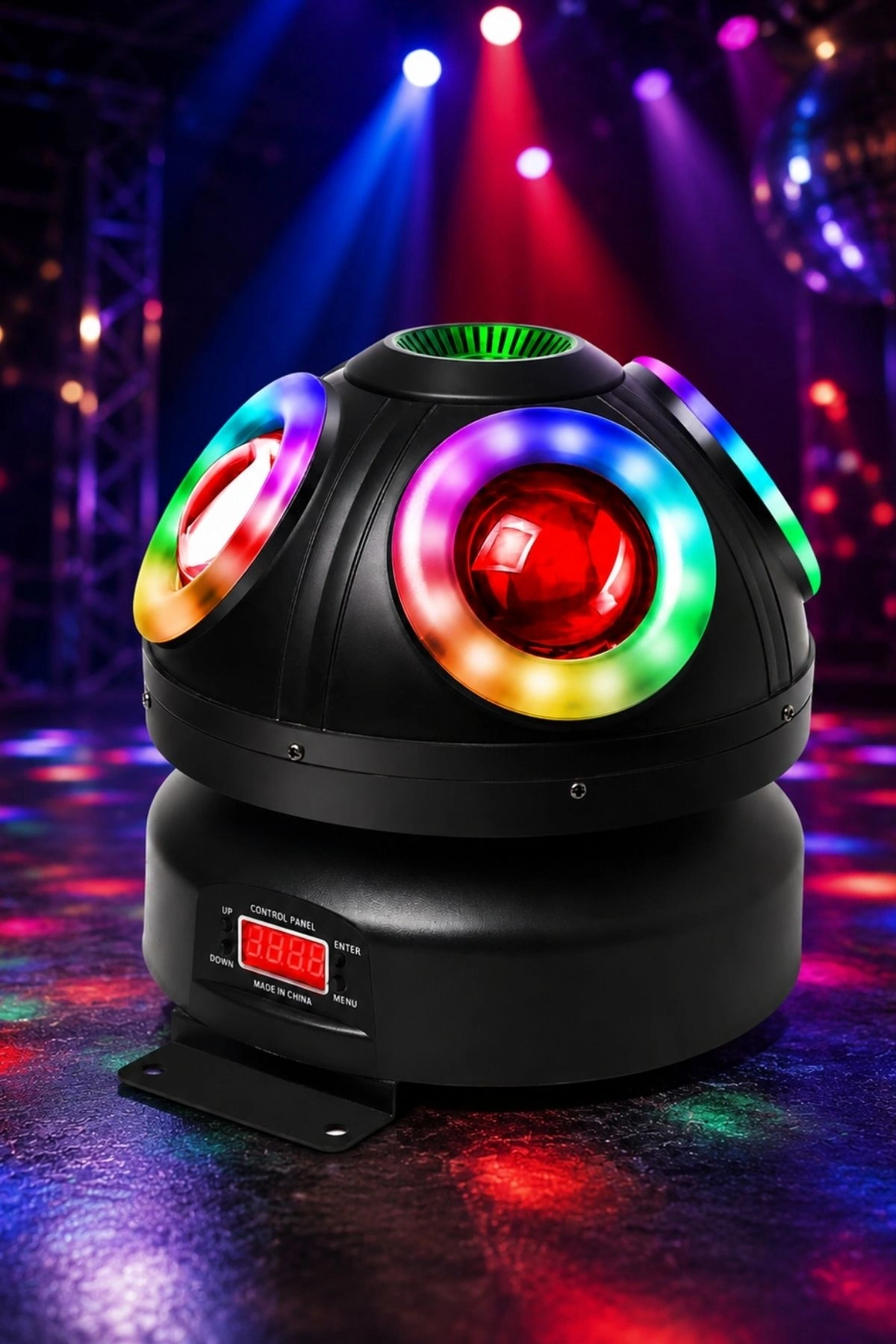 Hepu FB-4130 Mantar Sahne Işığı 60W DMX512 RGBW LED & 100MW Yeşil Lazerli Robot Işık Sistemi