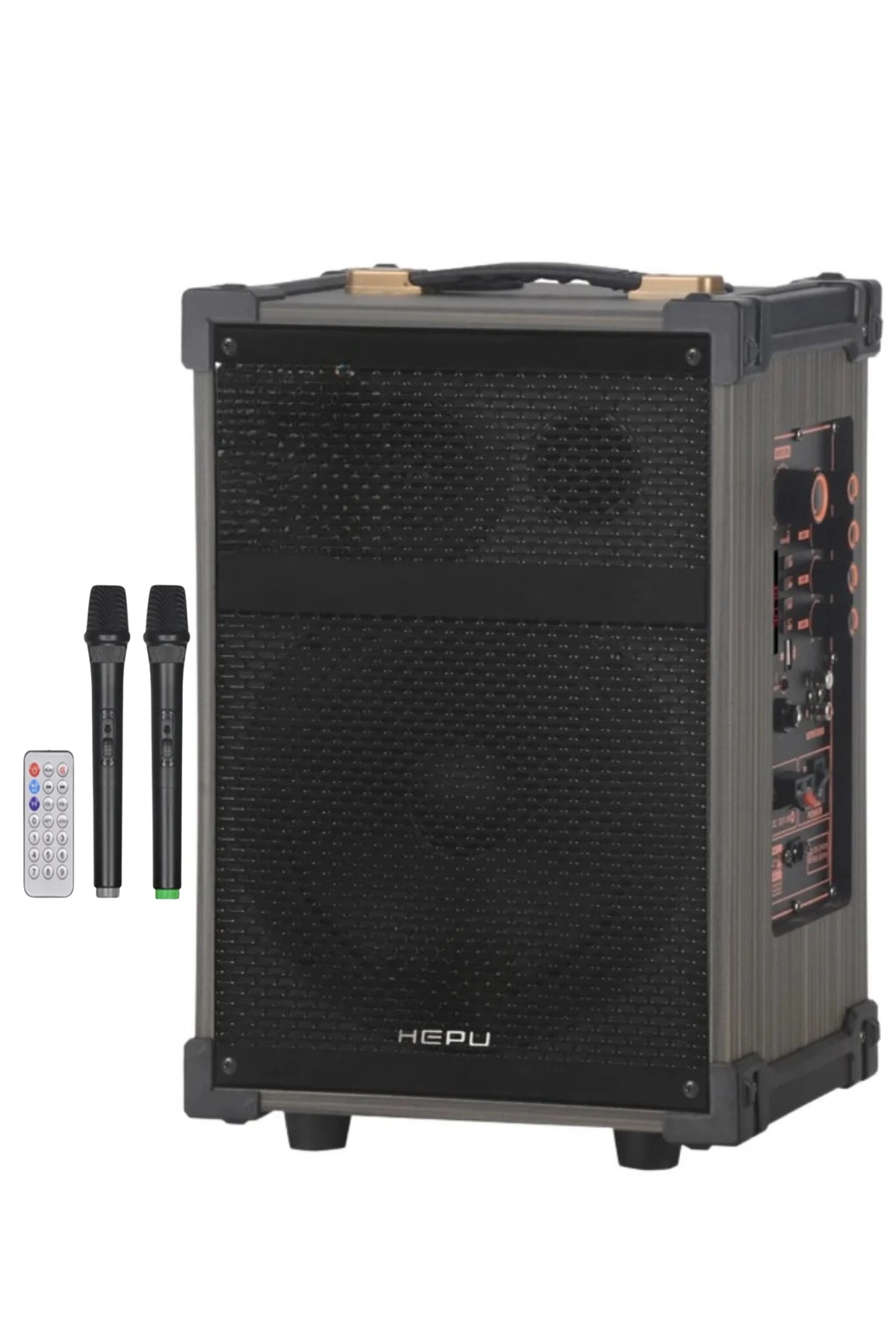 Hepu Hp-977 Partybox Bluetooth Hoparlör 12 Woofer 50W Güç 2 Kablosuz Mikrofon Kumanda