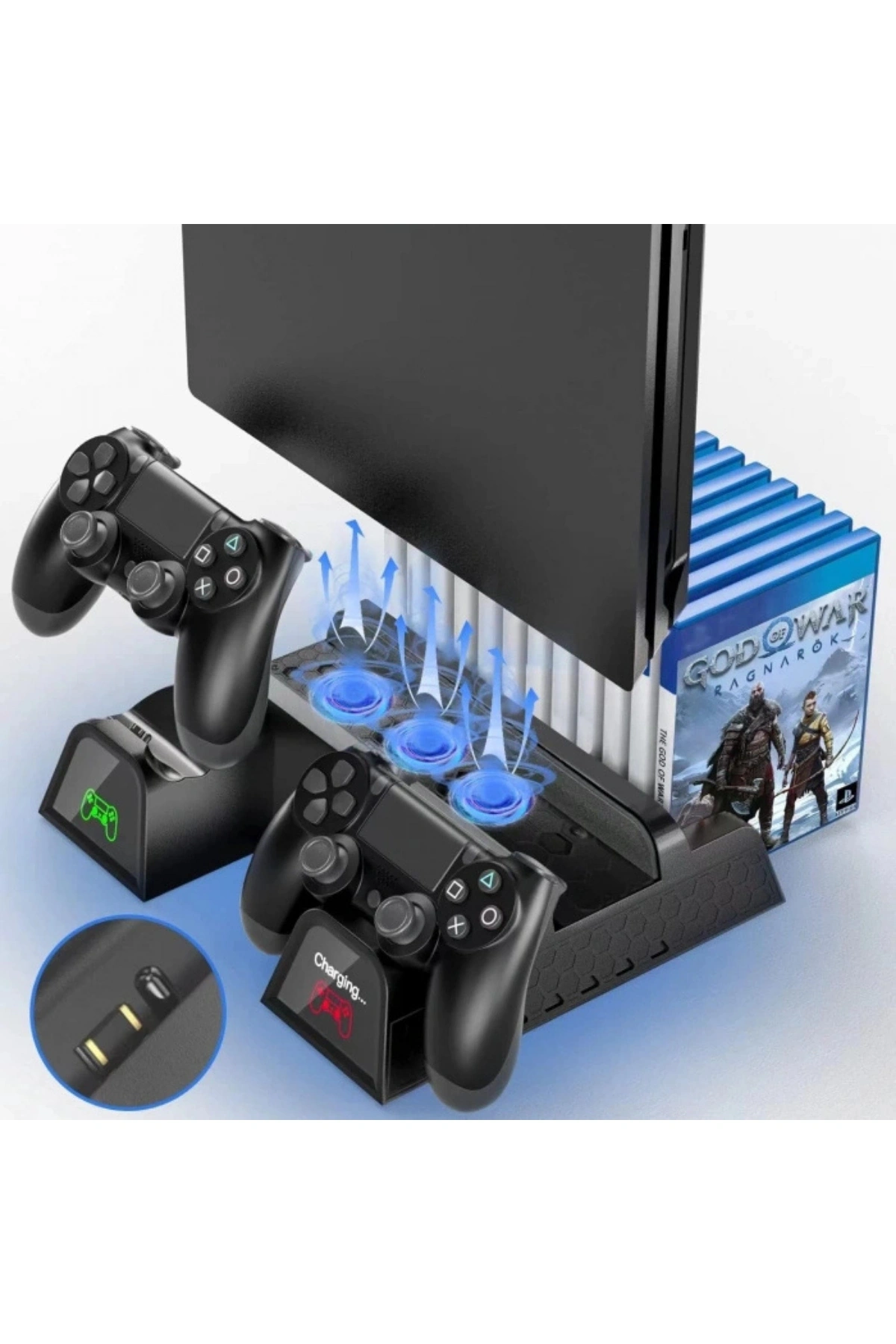 Hepu TP4-882C PS4 3 Soğutma Fanlı Stand Şarj İstasyonu For P-4/Slim/Pro