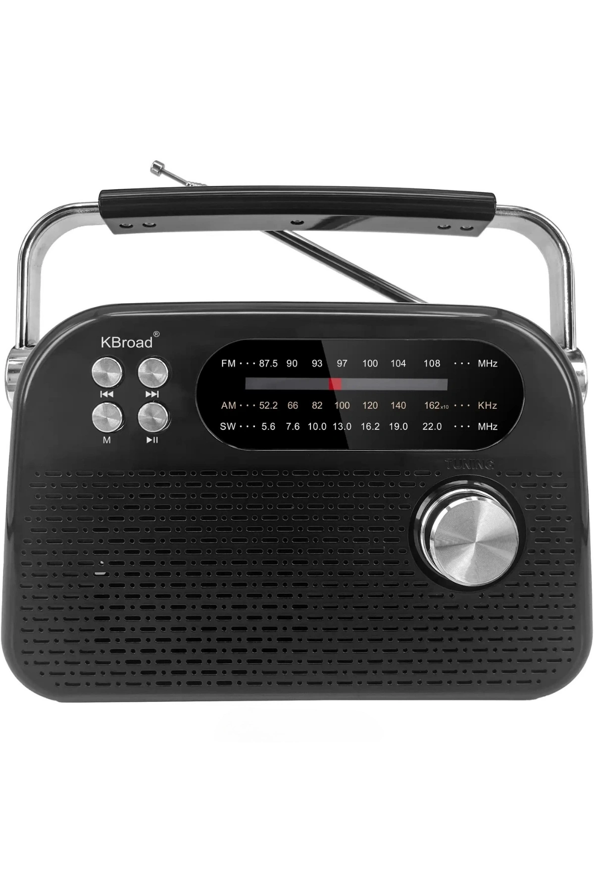 KBroad KTF-2026 Siyah Full Band Radyo - Nostaljik Görünümlü, Şarjlı, Güçlü Ses Çıkışlı