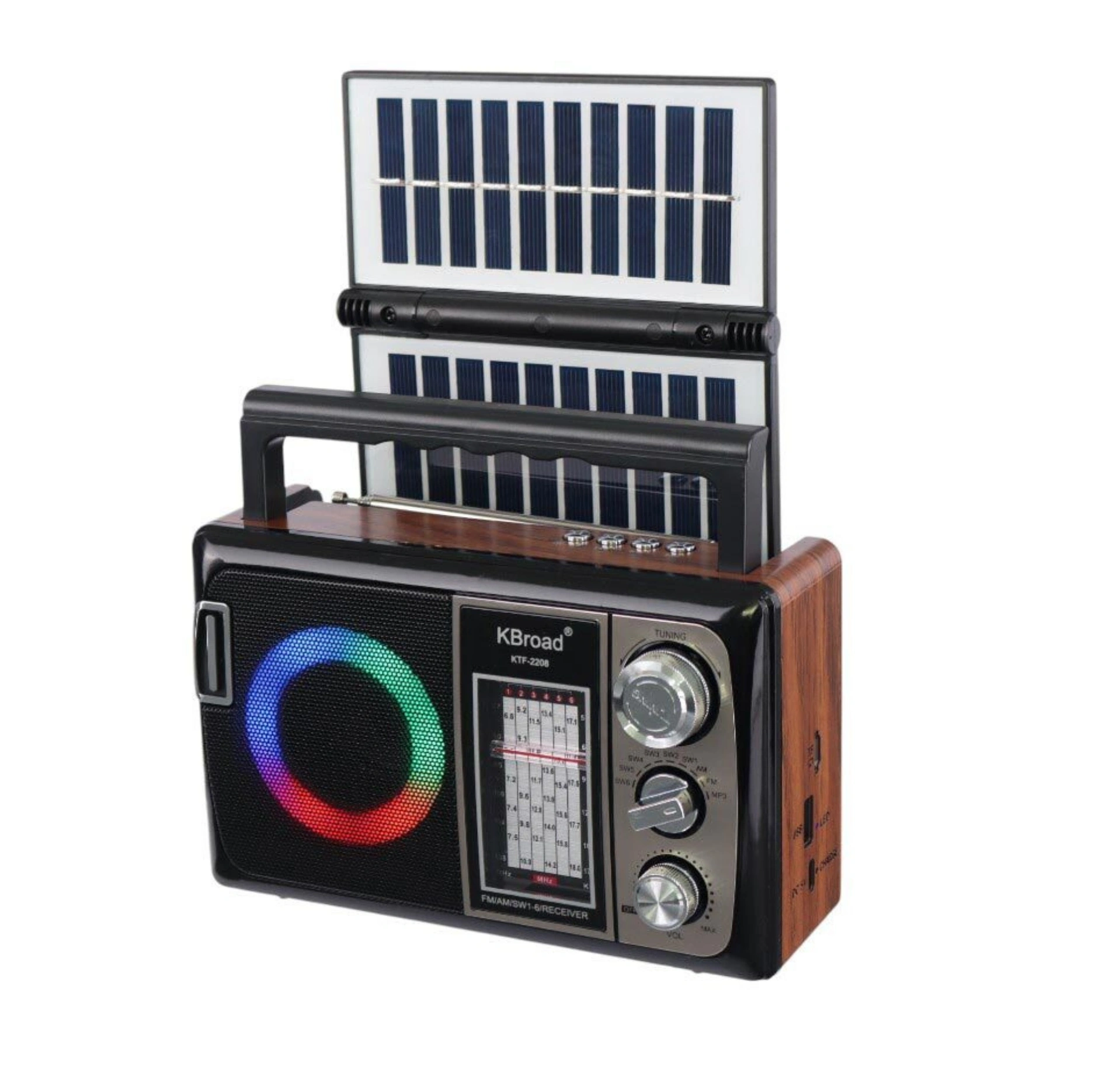 KBroad Ktf-2208 Nostalji Solar Enerjili Güneş Panelli Fm Radyo Şarj Edilebilir