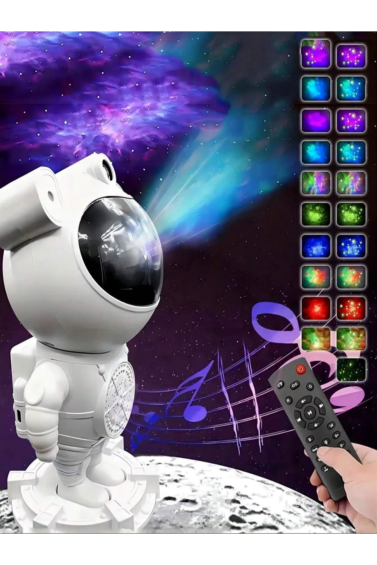 Leerfei Lf-8193 Astronot Star Light Projektör Lazer Işıkları Galaksi Gece Lamba Hoparlör