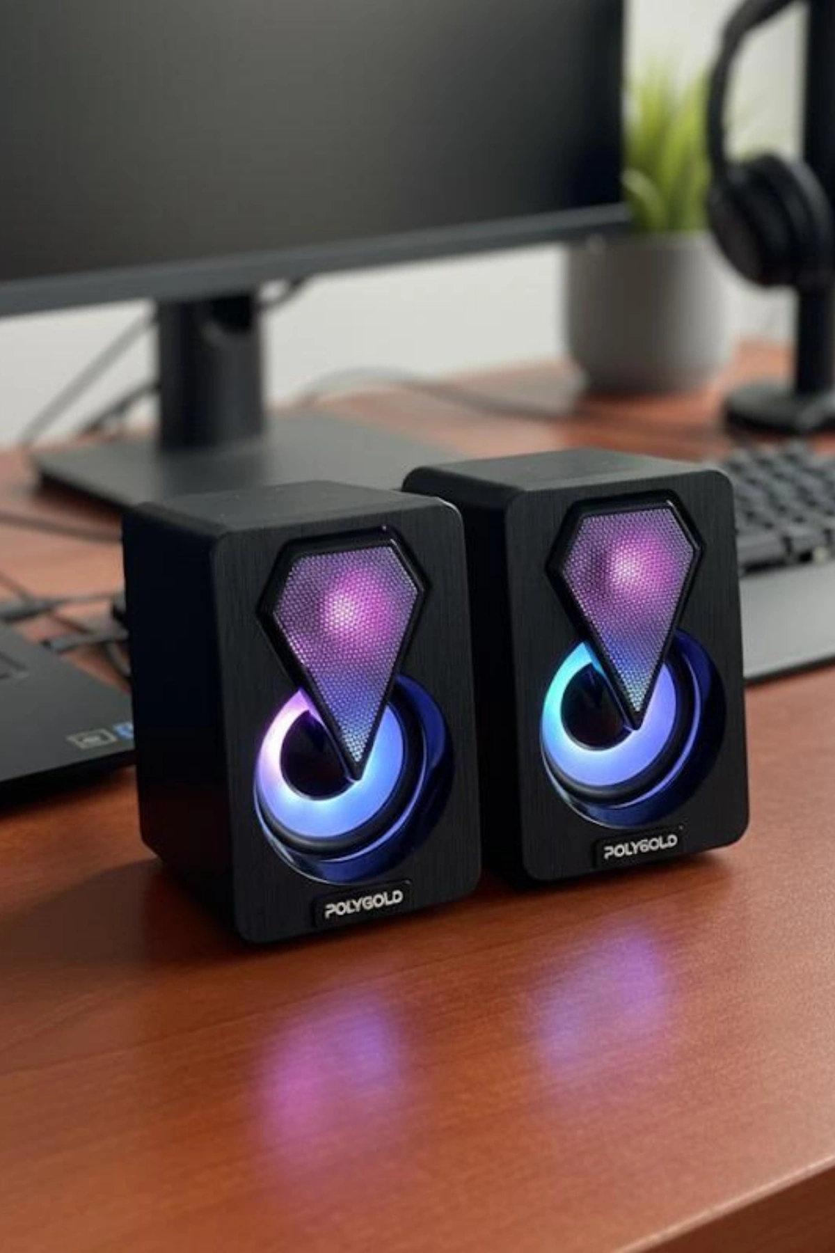 Polygold PG-1046 Mini Dijital 2.0 Multimedia USB RGB Aydınlatmalı Stereo Hoparlör Seti