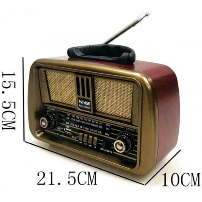 Nns Ns-8068BT Şarjlı Nostaljik Radyo - Bluetooth, TWS ve MP3 Çalar Özellikli