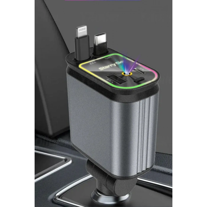 Leerfei A29 Starry Sky Araç Şarj Cihazı 66w Hızlı Şarj PD Kablolu Tavan Işıklı