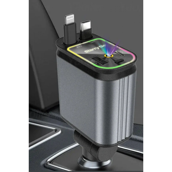 Leerfei A29 Starry Sky Araç Şarj Cihazı 66w Hızlı Şarj PD Kablolu Tavan Işıklı