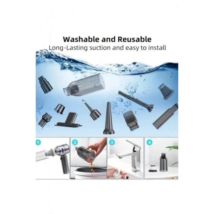 Leerfei HL-121 Araç Süpürgesi 20000PA Yüksek Emiş Gücü, 6000mAh Batarya