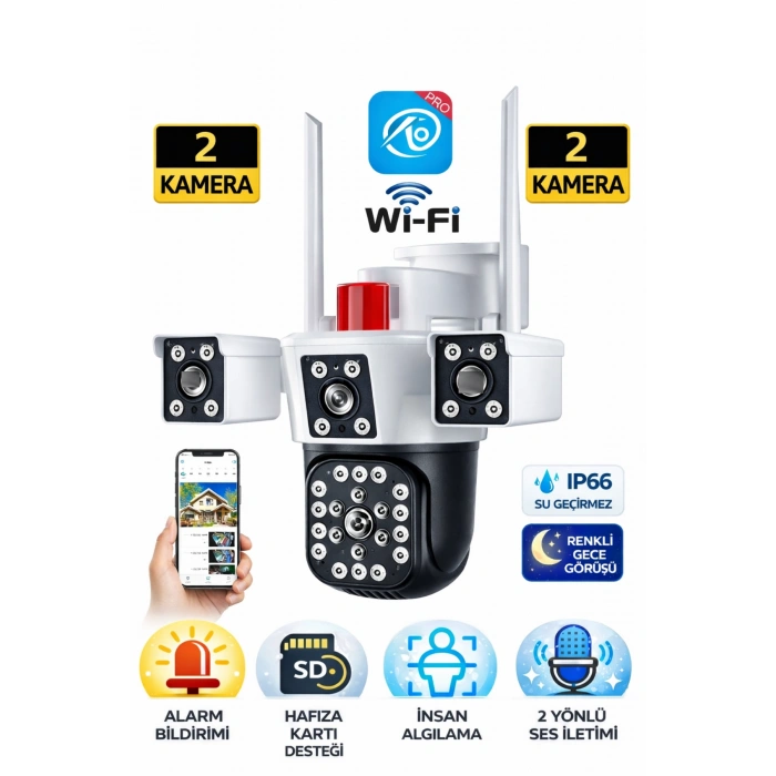 O-kam Pro Okam-3023 2 Kameralı 6 Mp Dual Lens Wifi Ptz Kamera