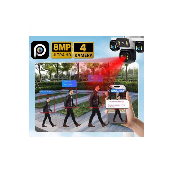 Esvısıon Es-5804 4K Ultra HD 4 Kameralı Wifi Akıllı Güvenlik Kamera