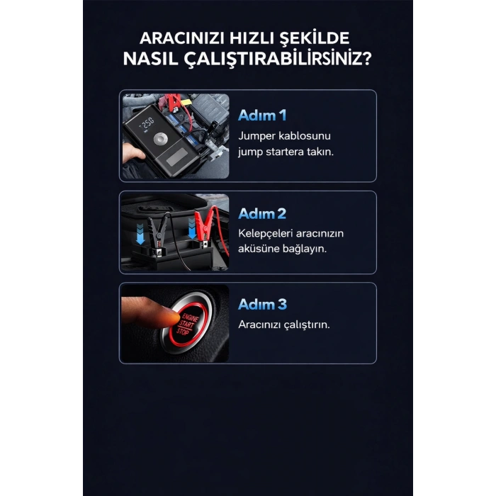 Syotech Dk002 10.000 Mah Taşınabilir Araç Akü Takviye Cihazı ve Hava Kompresörlü