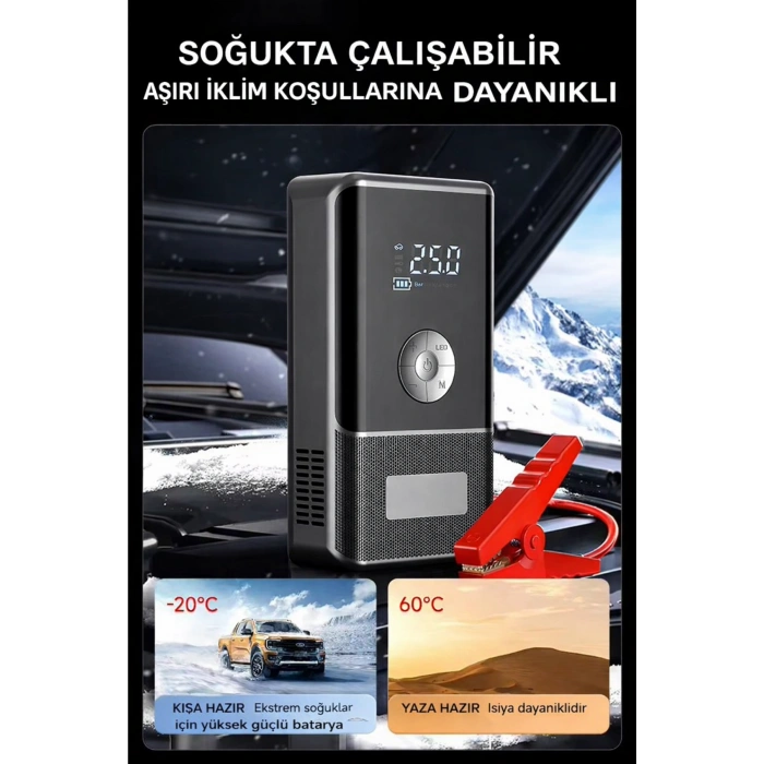 Syotech Dk002 10.000 Mah Taşınabilir Araç Akü Takviye Cihazı ve Hava Kompresörlü