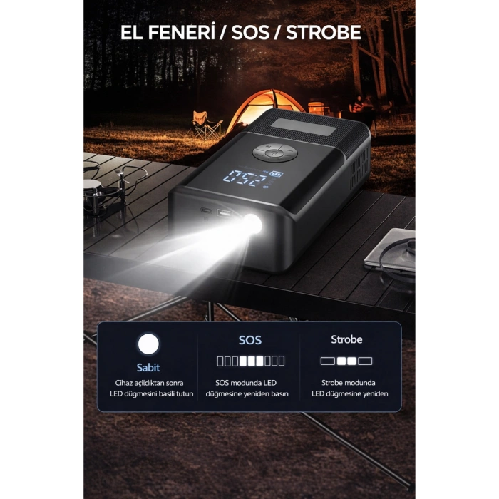 Syotech Dk002 10.000 Mah Taşınabilir Araç Akü Takviye Cihazı ve Hava Kompresörlü